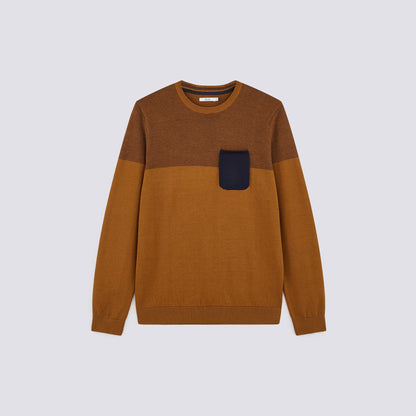 Pull colorblock avec poche poitrine