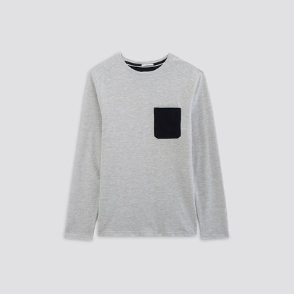 Tee shirt piqué sur poche contrastée