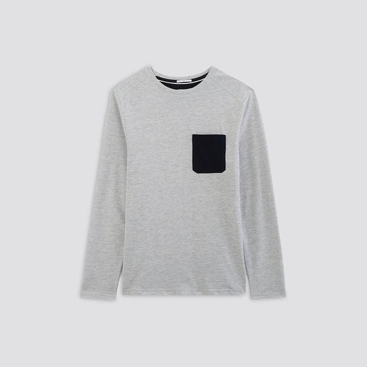 Tee shirt piqué sur poche contrastée
