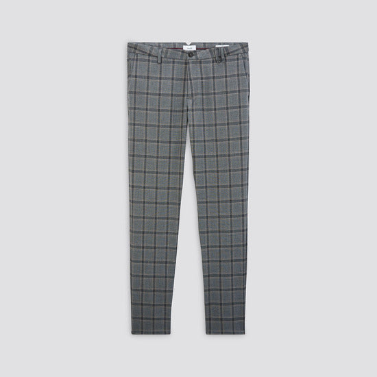 Pantalon chino slim à carreaux gris