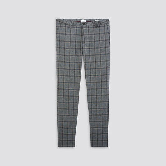 Pantalon chino slim à carreaux gris