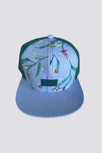 Casquette à fleurs turquoise neuve