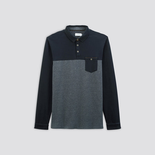 Polo manches longues colorblock