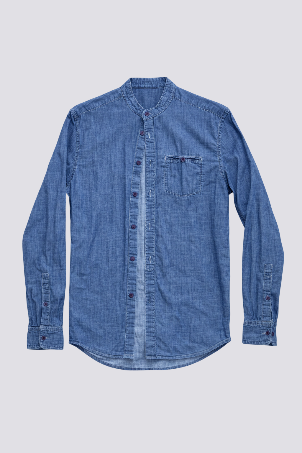 Chemise denim col Mao