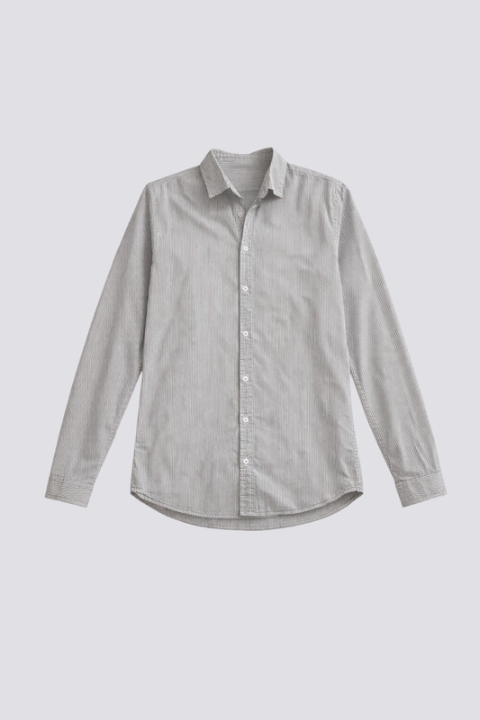 Chemise rayée blanc et gris