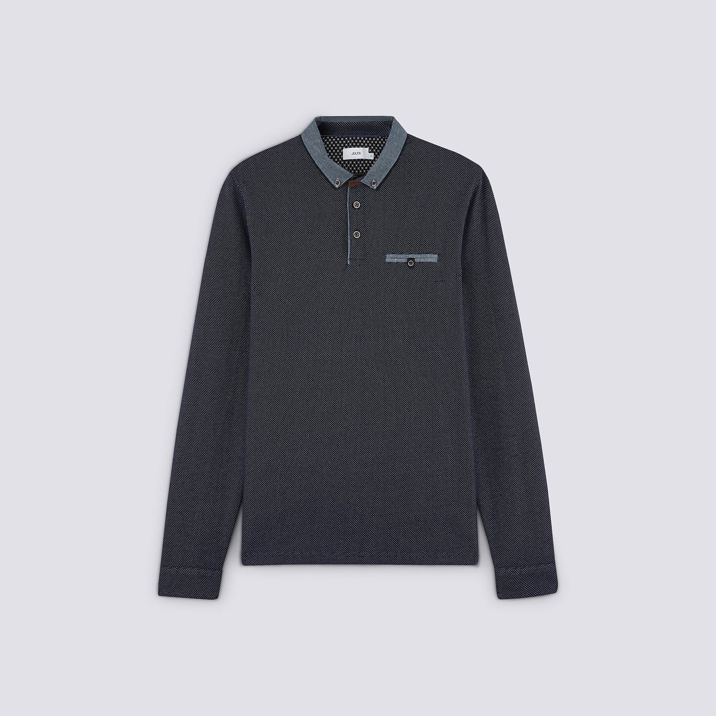 POLO MANCHES LONGUES COL CHAMBRAY