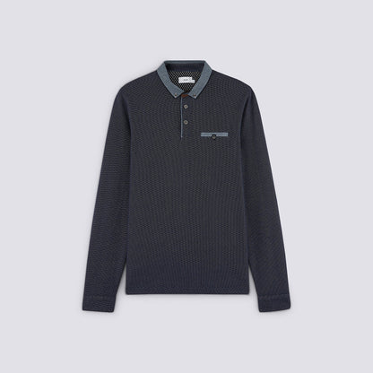 POLO MANCHES LONGUES COL CHAMBRAY