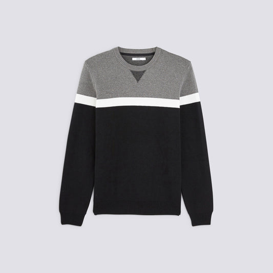 Pull col rond coloblock