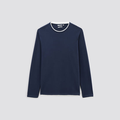 Tee shirt double col matière fantaisie
