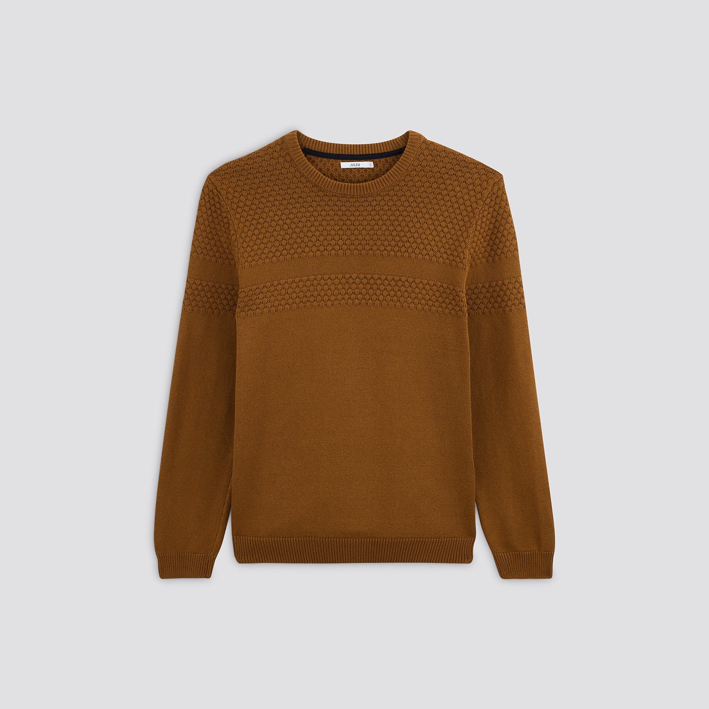 Pull col rond bandes maille fantaisie