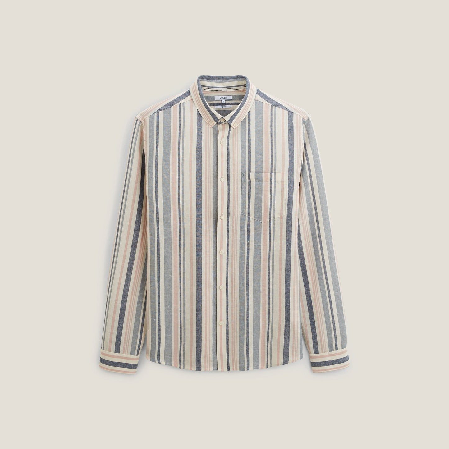 Chemise regular rayures coton lin