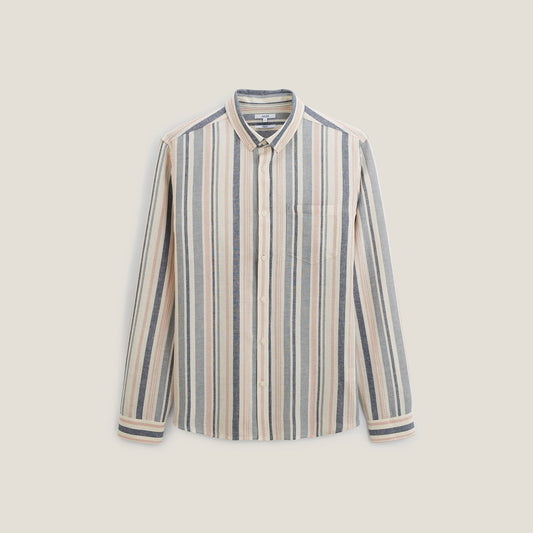Chemise regular rayures coton lin