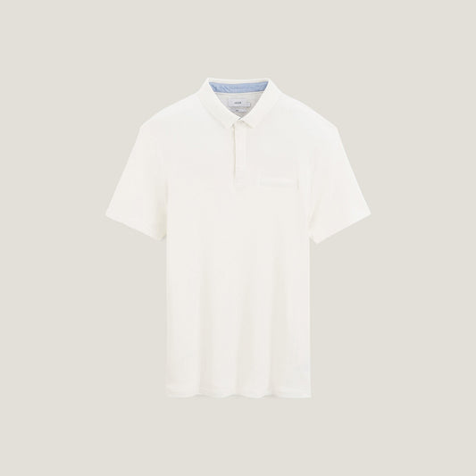 Polo manches courtes uni interlock à col fantaisie