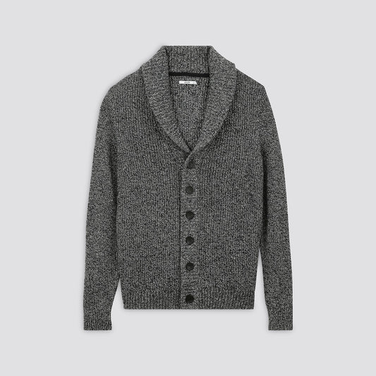 Cardigan boutonne col chale laineux