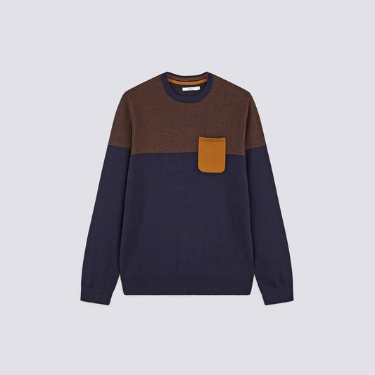Pull colorblock avec poche poitrine