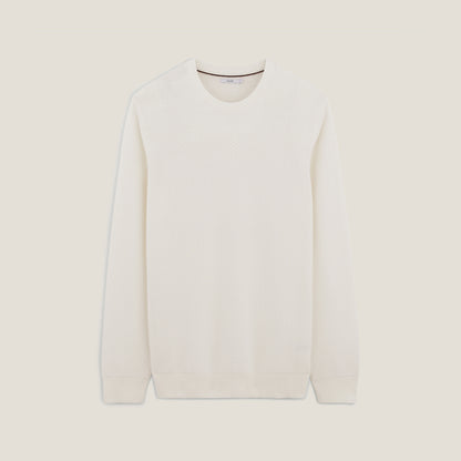 Pull col rond jeux de points fantaisie