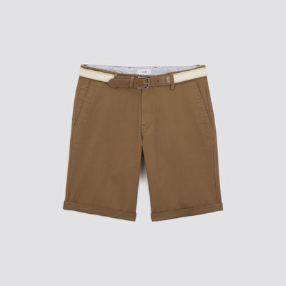 Bermuda chino uni avec ceinture