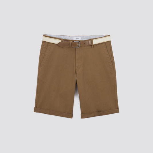 Bermuda chino uni avec ceinture