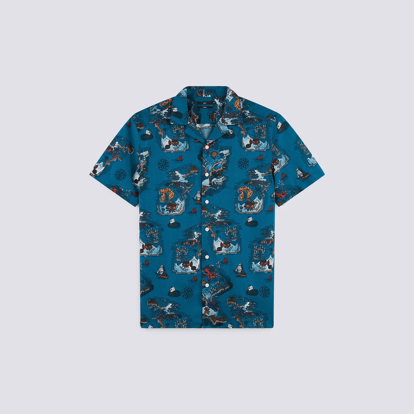 Chemise manches courtes imprimé carte au