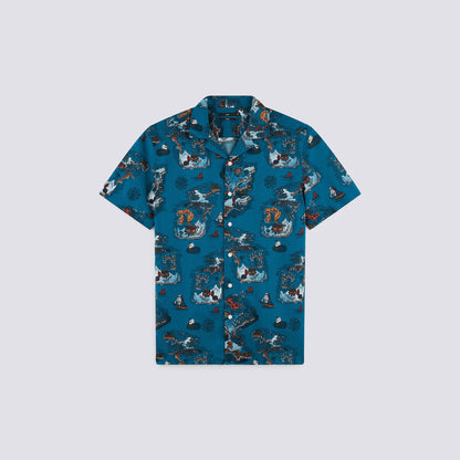 Chemise manches courtes imprimé carte au