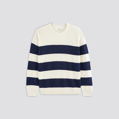 Pull col rond à rayures