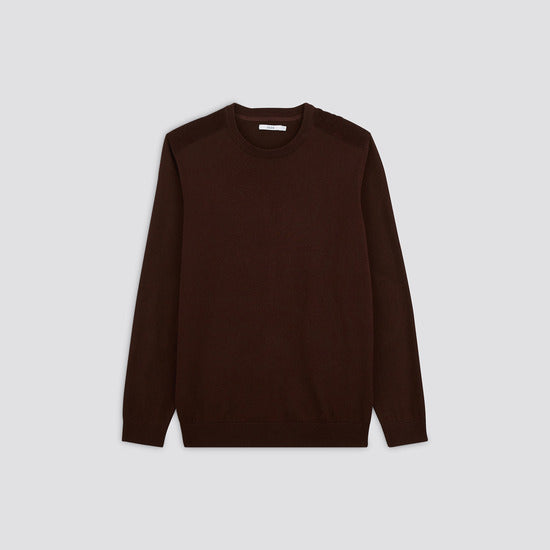 Pull col rond patchs velours