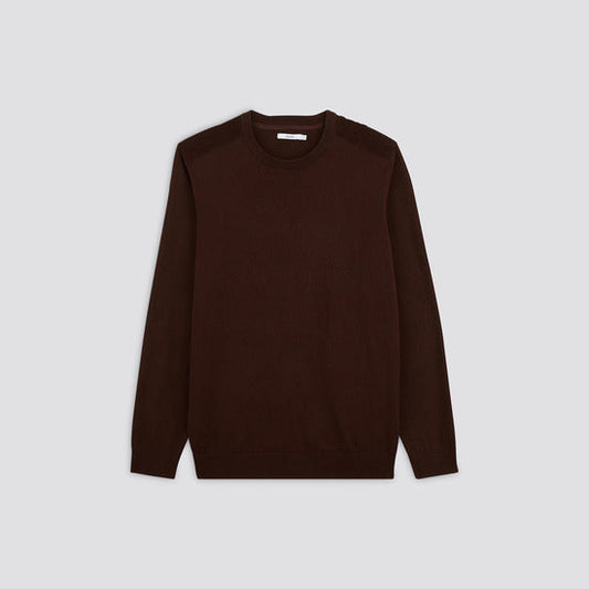 Pull col rond patchs velours