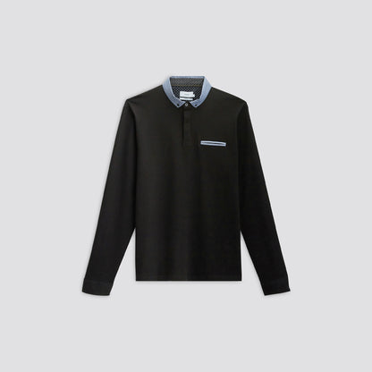 Polo manches longues en jacquard