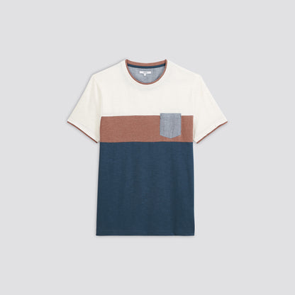 Teeshirt (g) color bloc ivoire marine brique