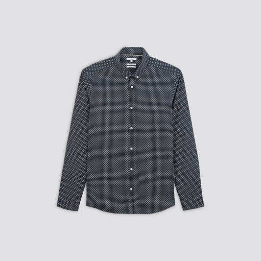 Chemise slim imprimé losange coton