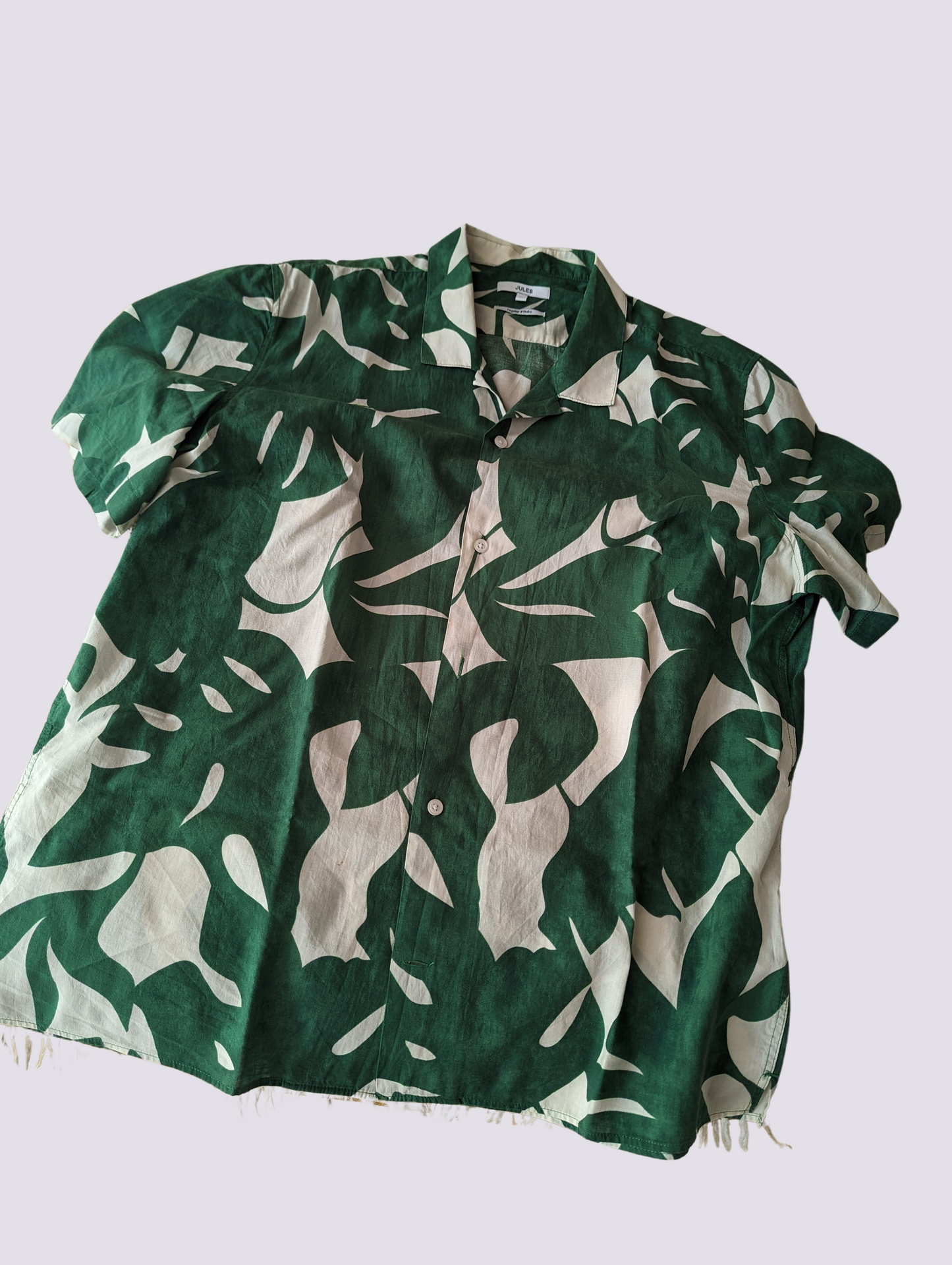 Chemisette en coton col requin motif hawaïen