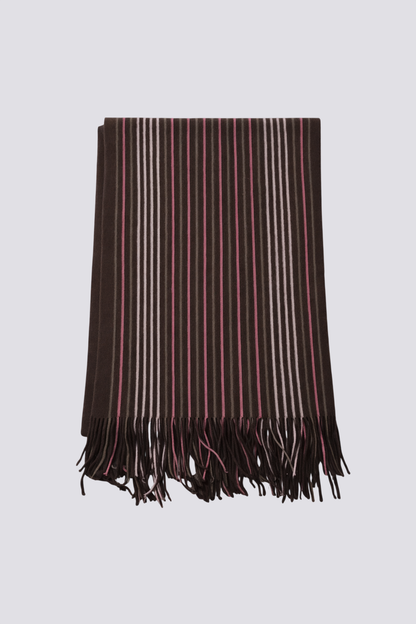Écharpe rayée marron rose