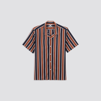 Chemise hawaienne regular à rayures viscose