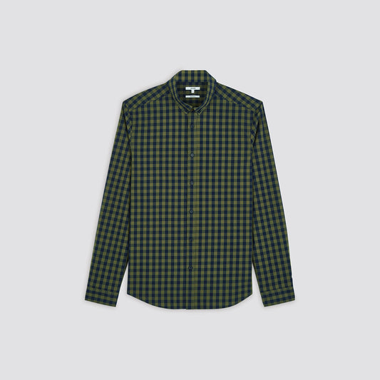 Chemise slim à carreaux coton