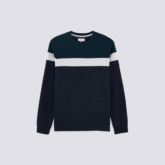Sweat color block maille fantaisie