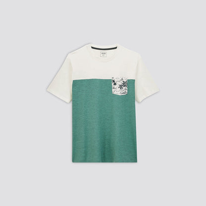Tee shirt colorblock poche imprimée