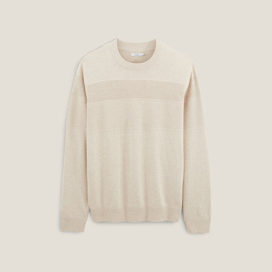 Pull col rond jeux de points bloc