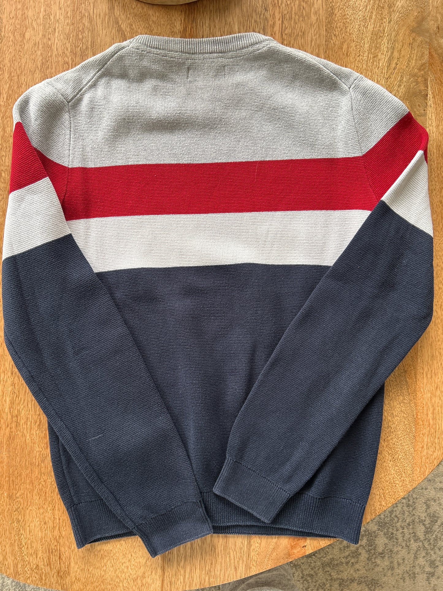 Pull col rond colorblock finition bord c