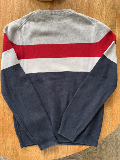 Pull col rond colorblock finition bord c