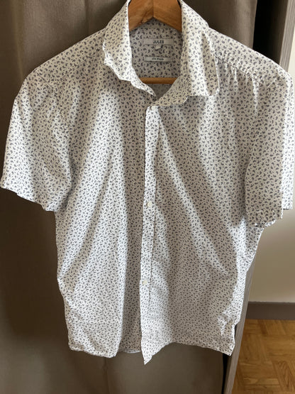 Chemisette slim imprimé micro géométrique coton