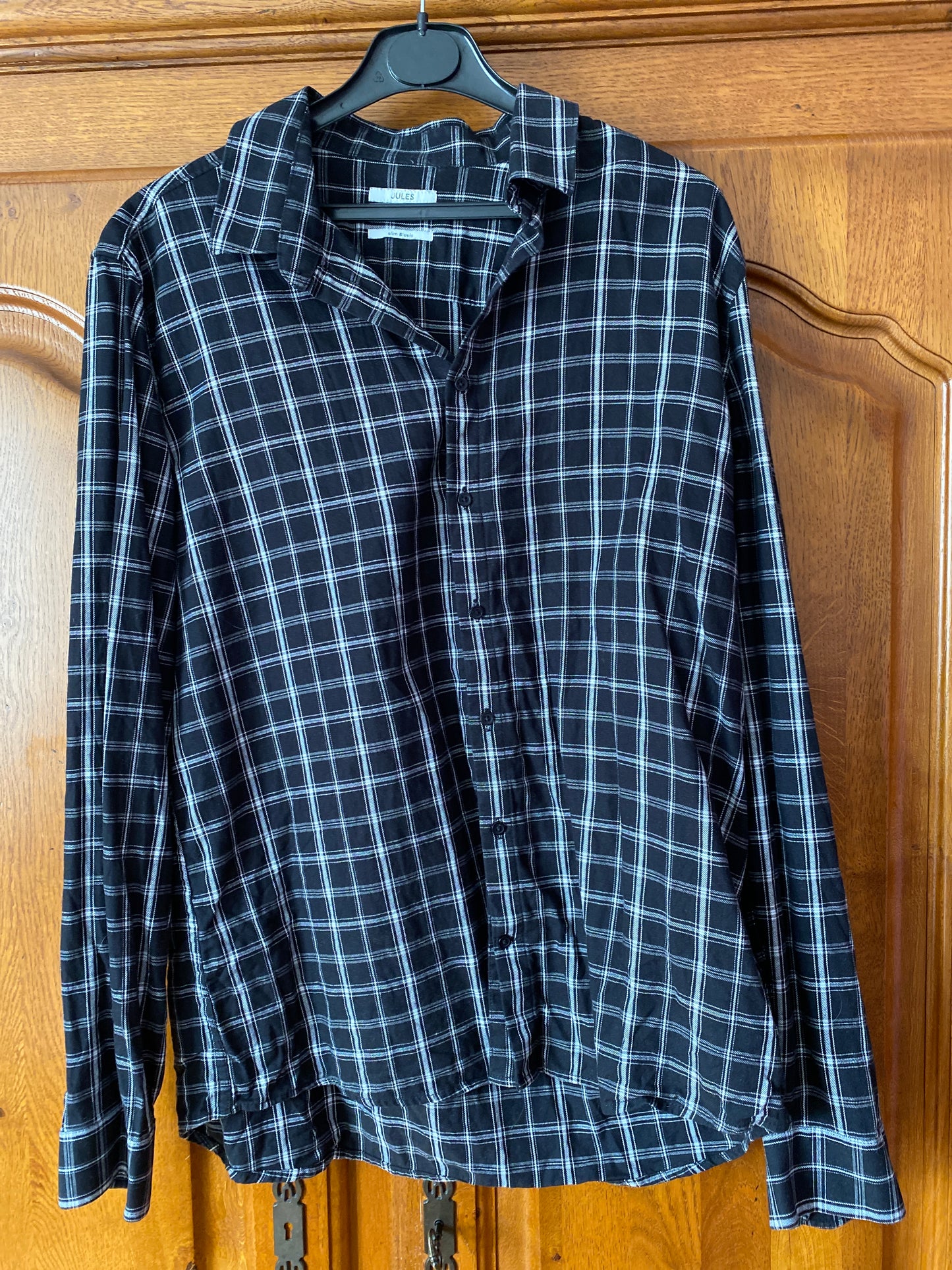Chemise slim à carreaux coton