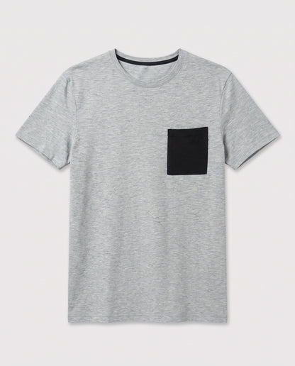 Teeshirt chiné vert turquoise poche noire