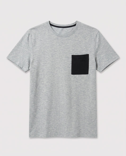 Teeshirt chiné vert turquoise poche noire
