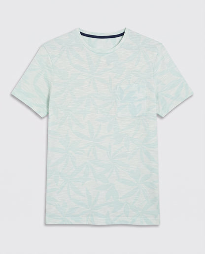 Teeshirt (h) vert d’eau motifs feuilles - regular