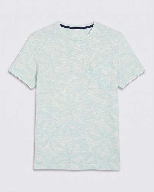 Teeshirt (h) vert d’eau motifs feuilles - regular