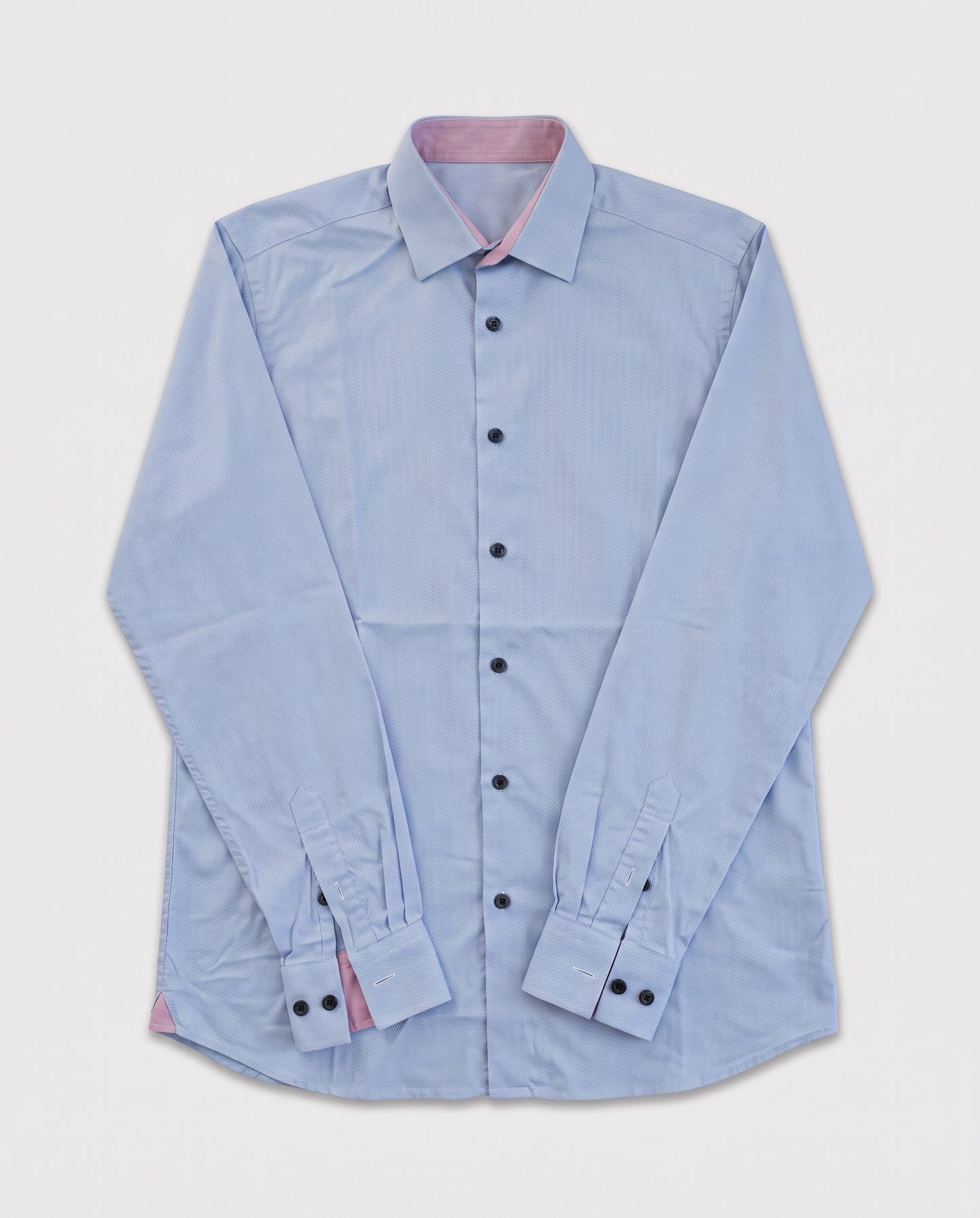 Chemise bleu et rose