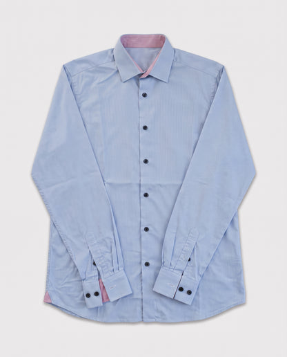 Chemise bleu et rose