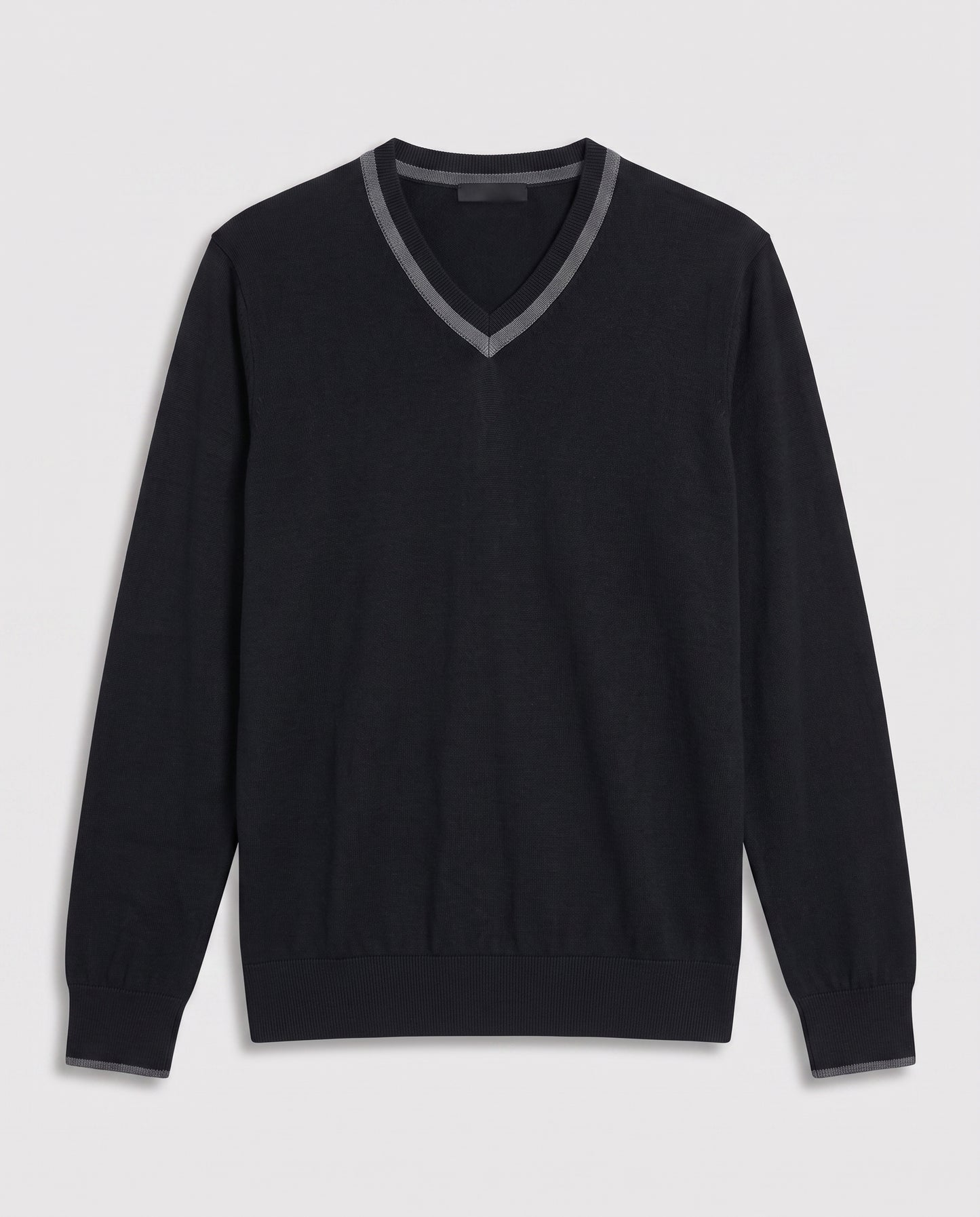 Pull noir en v col gris
