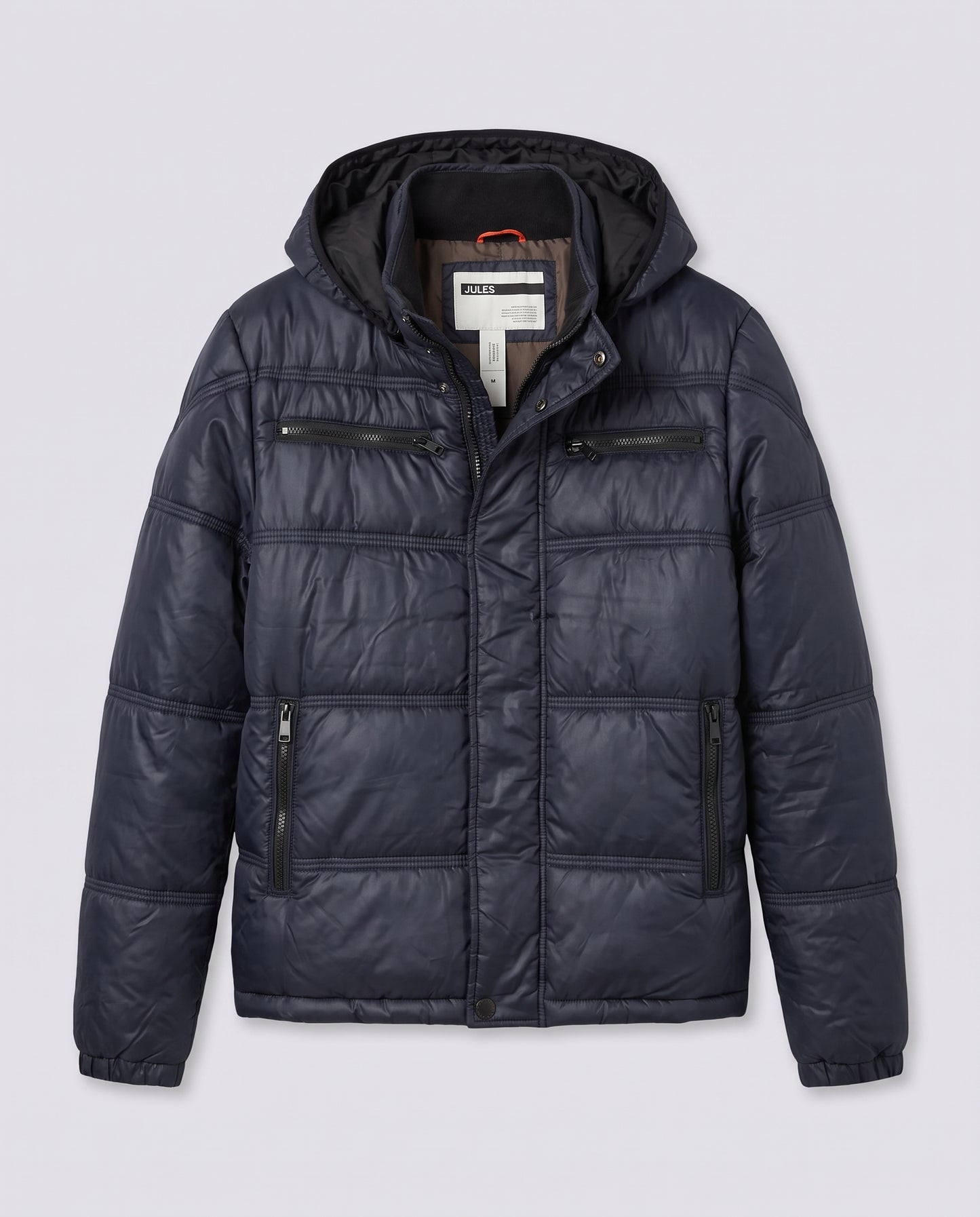 Veste doudoune matelassée à capuche marine