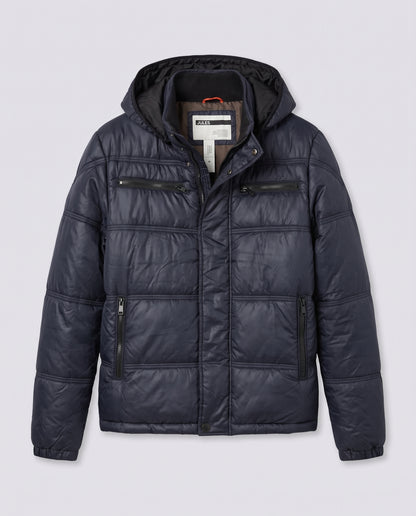 Veste doudoune matelassée à capuche marine